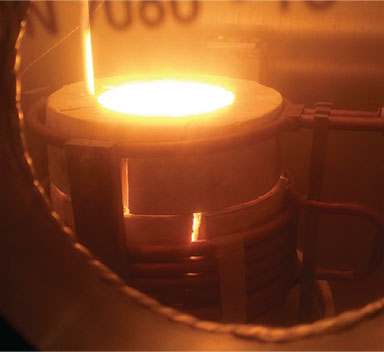 Arcast custom induction ceramic crucible furnace in operation