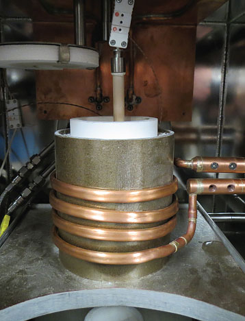 Arcast Induction Hot Crucible Melter Showing the Coil