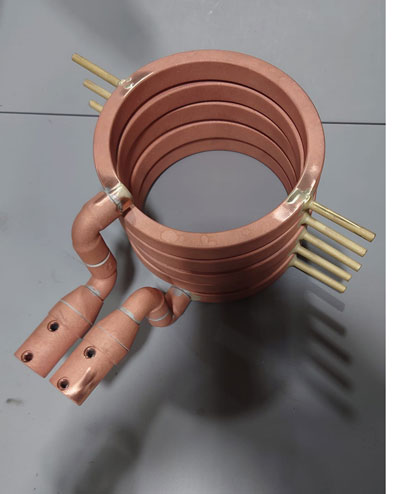 Induction coil for an Arcast cold crucible induction furnace element