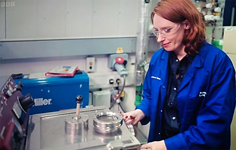 Hannah Fry running an Arcast Arc200 melter at Imperial College London