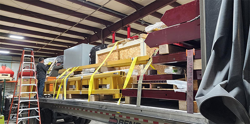 One of two trailer-loads containing a ready-to-assemble Arcast inert gas atomizer